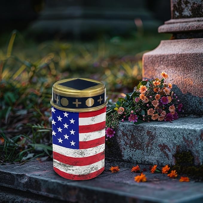 US Flag Outdoor Solar Lights,Solar Stake Lights Waterproof Solar Garden Lights Landscape Lighting Solar Pathway Lights Solar Lantern Outdoor Powered-Warm White