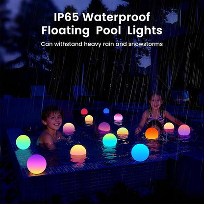 LOFTEK Floating Pool Lights, 3-inch RGBW Color Changing Swimming Pool Lights, IP65 Waterproof LED Ball Light, Bathtub Lamp, Remote Control, Sphere Orb Light for Patio, Yard & Pool Décor (1 Pack)