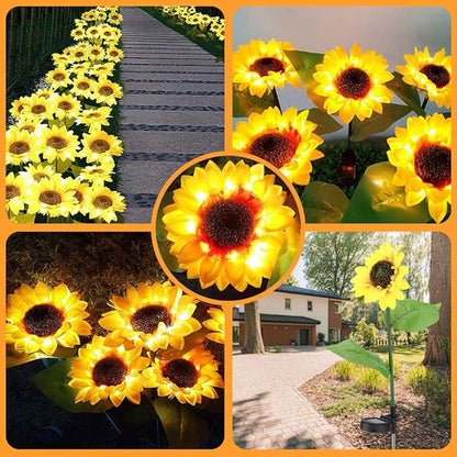 AHNNER Sunflower Solar Lights Outdoor Garden Decorative, 26'' Fall Solar Garden Lights, Solar Flower Lights IP65 Waterproof for Yard Patio Porch Backyard (2 Pack)