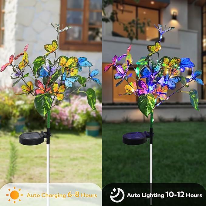 Solar Garden Lights Outdoor Waterproof Solar Lights 6 Pack with New Upgraded 40 LED 18 Butterfly Outdoor Lights for | Lumora