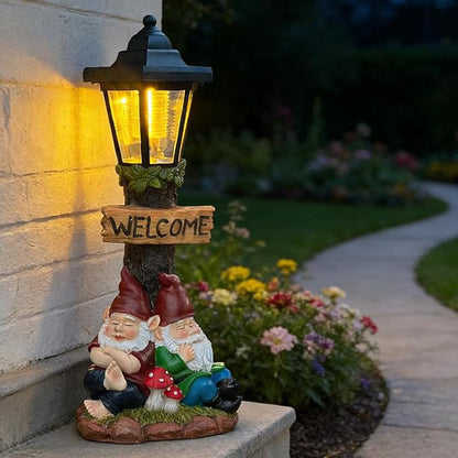 Garden Gnome Statue with Solar Lights,Outdoor Figurine Light for Outside Landscape,Lawn Yard, Path、Patio Sculptures Decor - Unique Gift for Grandmothers, Women,Sisters for Christmas Birthday