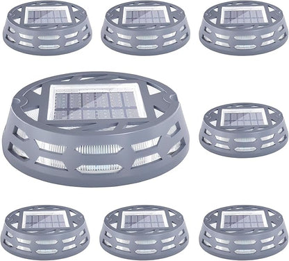 Solar Deck Lights Outdoor Driveway Marker Dock LED Light,3 Lighting Modes,Warm/Bright White and Blue IP67 Waterproof Road Markers for Driveway Sidewalk Garden Pathway Yard