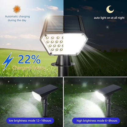 6 Pack Solar Spot Lights Outdoor,Auto On/Off Solar Lights Outdoor Waterproof IP65,2-in-1 Solar Powered Outdoor Landscape Lighting,Solar Lights for Outside Yard Garden Pathway (Cool White