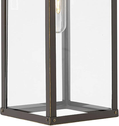 Hinkley Porter 2804OZ Medium Outdoor Wall Mount Lantern - Durable Aluminum Industrial + Arts and Crafts Style - Oil Rubbed Bronze