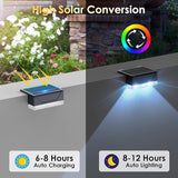 12PK Solar Fence Lights Outdoor Waterproof LED - Warm White & RGB 6 Color, Dusk to Dawn Deck Light, IP65 Waterproof | Lumora