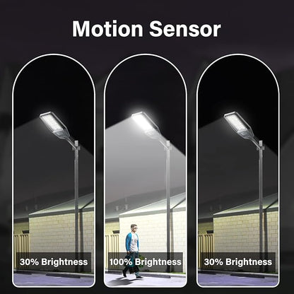 Solar Street Lights 300 W 2 Packs LED Solar Street Lights Outdoor IP66 Waterproof 30000 LM 6500 K Outdoor Street Light Dusk to Dawn Solar Power Lights with Motion Sensor and Remote Control for Path