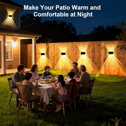 Solar Fence Lights Outdoor, New Up Down Lighting Fence Lights Solar Powered with 3 Modes 3000K/4000K/6000K, IP65 Waterproof Solar Wall Light for Backyard Wall Pathway Deck Patio Decor - 12 Pack