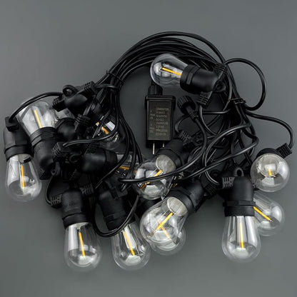 YULETIME 35 Feet 18 Sockets Patio String Lights with LED Bulbs, Weatherproof Backyard Light Bistro Lights (18 Lights - Plug-in)