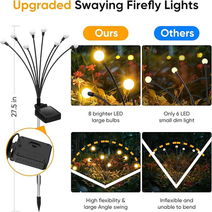 Solar Lights Outdoor Garden Decor: Waterproof Solar Firefly Lights for Yard Landscape Pathway Patio Lawn - Warm White Solar Powered Swaying Lights for Outside Lighting Decorations - 2 Pack 16 LED