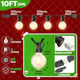 10FT LED Outdoor String Lights - Waterproof Patio Lights Shatterproof G40 Edison Globe Bulb, Connectable Hanging | Lumora