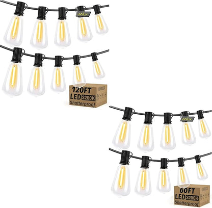 OHLUX Outdoor String Lights 120FT+60FT