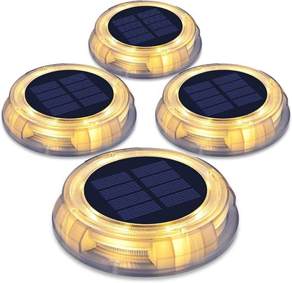 eLEDing Solar 4-Pack White Deco Garden Lights – Waterproof Solar LED Outdoor Landscape Lights for Pool, Porch, Patio, Pathway & Poolside (No Wiring Needed)