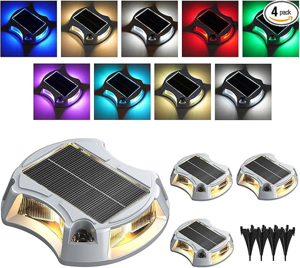4Pack Solar Driveway Lights, Aluminum Alloy Solar Deck Light,IP68 Outdoor Waterproof Marine Dock Lights | Lumora