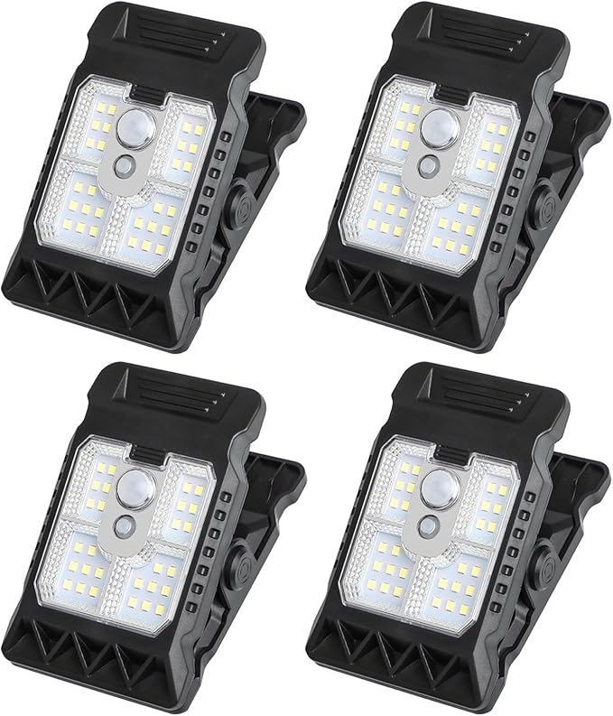 Solar Clip on Motion Sensor Light, High Brightness Led Outdoor Lamp with Efficient Solar Charging for Camping Tent, Pathway, Patio, Garden