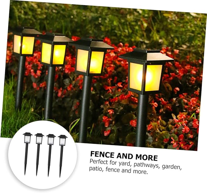 POPETPOP 4pcs Solar Garden Lights Led Outdoor Landscape Lamps Easy to Install Solar Energy Lighting for Patio and Pathway Decor
