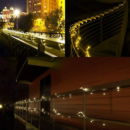 KerKoor Solar Rope Lights Outdoor Waterproof - 100 LED Tube Lights 40FT 8 Modes Solar Rope String Lights Outdoor for Patio Garden Fence Balcony Cafe Wedding Tree Decoration (Warm White, 2 Pack)