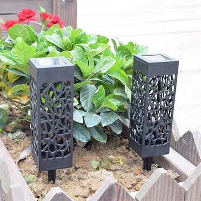 Ulalaza 4Pcs Solar Pathway Lights Retro Hollow Ground Light LED Outdoor Lighting Lights for Path Landscape Lawn Yard (White)