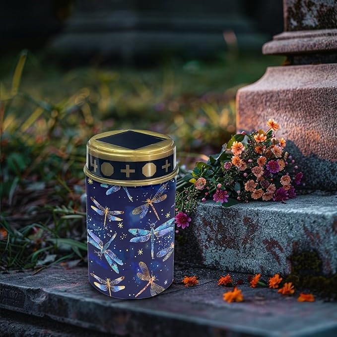 Dragonfly Galaxy Cemetery Solar Lights Solar Garden Stake Outdoor Lights, Solar Powered Lights Stake Decorative Lights for Remembrance Gifts