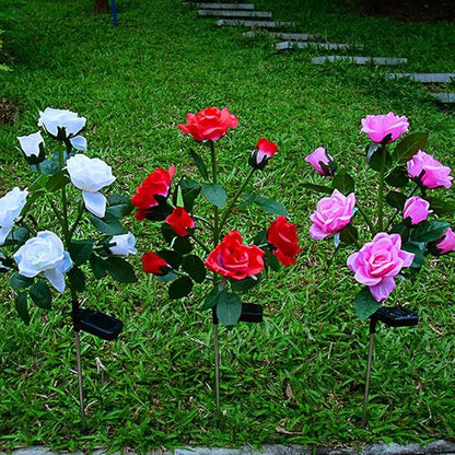 Aolyty Solar Garden Lights Outdoor, Solar Powered Stake Flower Light, IP65 Waterproof Solar Decorative Rose Flowers Lights for Patio Pathway Yard Lawn Decor (Yellow, 7 Rose)