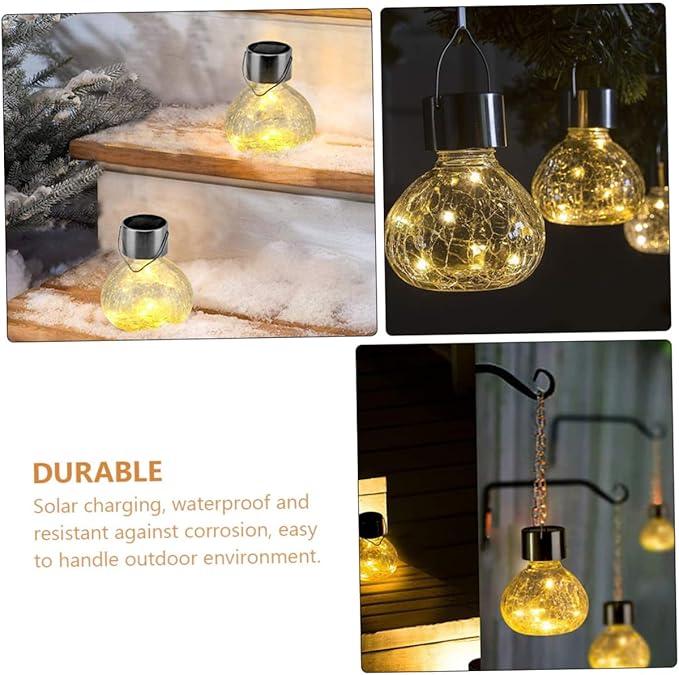Kisangel Solar Cracked Glass Ball Light for Outdoor Garden Waterproof Solar Pathway Lamp Decorative Landscape Lighting for Patio and Yard