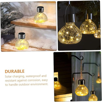 Kisangel Solar Cracked Glass Ball Light for Outdoor Garden Waterproof Solar Pathway Lamp Decorative Landscape Lighting for Patio and Yard