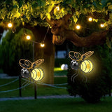 Solar Hanging Bees Lights 2 Packs - Cute Solar Insect Lights Outdoor Waterproof, Metal LED Bugs Lamp Garden | Lumora