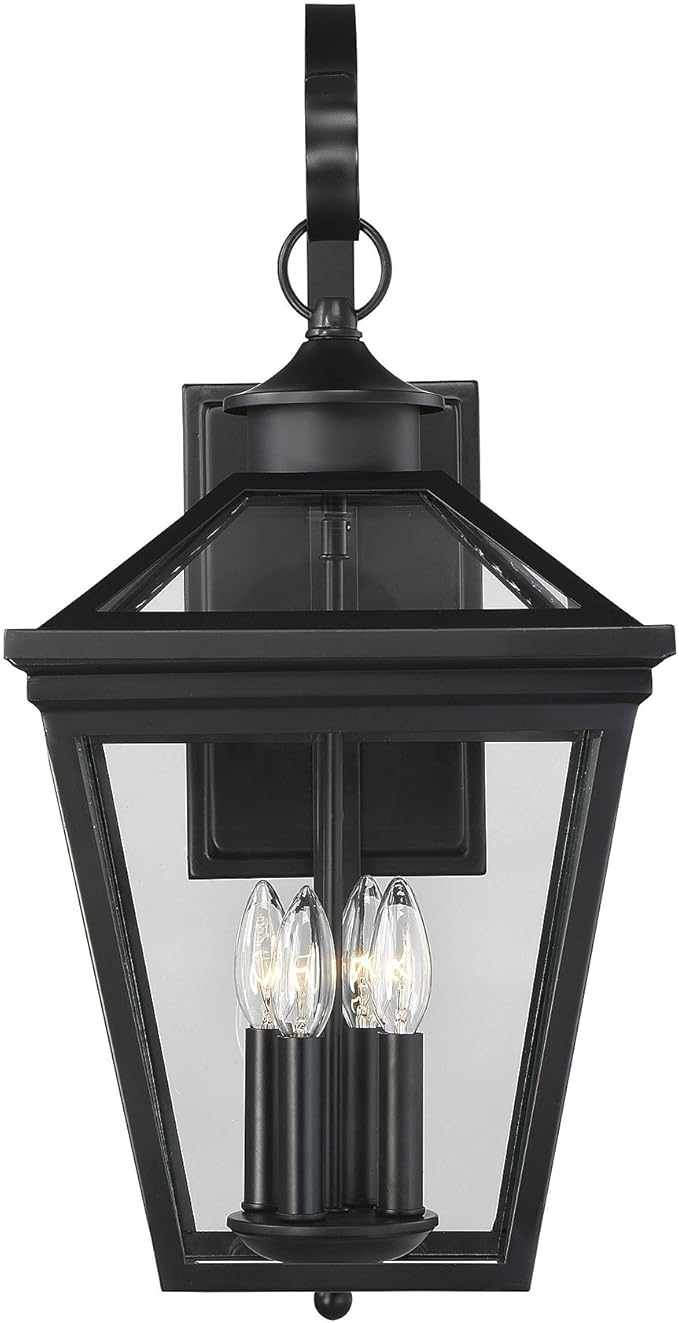 Savoy House 5-142-BK Ellijay Modern Farmhouse Rustic Clear Glass Outdoor Wall Lantern, 4-Light 160 Total Watts, 26" | Lumora
