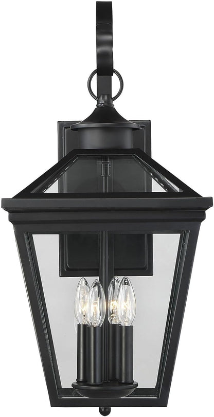 Savoy House 5-142-BK Ellijay Modern Farmhouse Rustic Clear Glass Outdoor Wall Lantern, 4-Light 160 Total Watts, 26" H x 12" W, Black