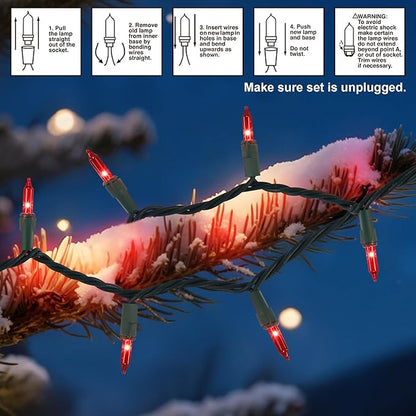 2 Pack Red Valentines String Lights, 100 Count Each, Incandescent Mini Christmas Lights, Connectable Xmas Tree Light for Indoor Outdoor Garland Birthday Holiday Wedding Festival Party