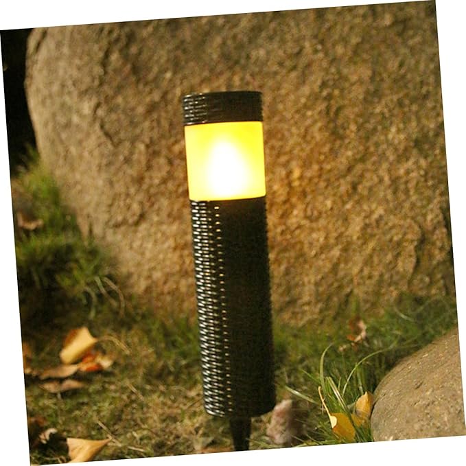 Lurrose Solar Garden Light Led Outdoor Stake Light Solar-Powered Landscape Lighting for Garden Decor Easy to Install Imitation Rattan Design for Use