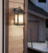 Franklin Iron Works Hickory Point Farmhouse Rustic Mission Outdoor Wall Light Fixture Walnut Bronze 12" Frosted | Lumora