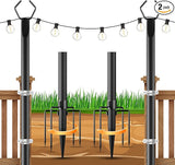 OHLUX 2 Pack 10FT String Light Poles, Outdoor Poles with Fence Brackets for Hanging Lights, Metal Stand for Patio | Lumora