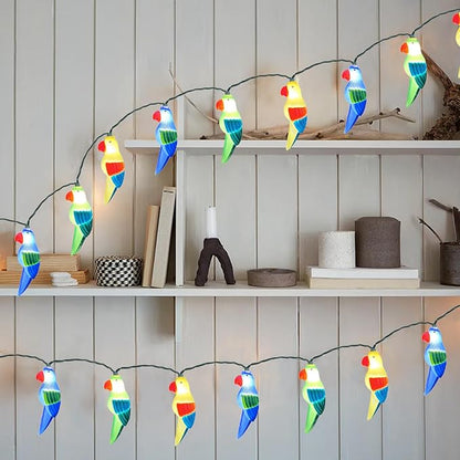 SUNSGNE LED Parrot Bird Lights String, 8.5ft Decorative Indoor Hanging String Lights with 10 Parrot Lights, Plug-in LED Cute String Lights for Party Birthday Holiday Decor