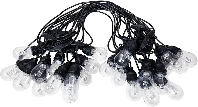 Novelty Lights Outdoor Color Changing LED S14 String Lights with Remote, 24 Feet RGB + Warm White & Cool White, 12 Shatter Resistant Bulbs on Black Wire
