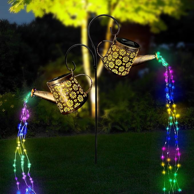 Solar Watering Can Lights Outdoor, IP65 Waterproof Garden Decor Solar Garden Light 8 Multi-Color Changing Modes One | Lumora