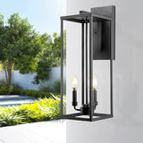 Bestshared Large Outdoor Wall Sconce, 24'' Modern Black Outdoor Wall Lantern, 3-Light Clear Glass Porch Light | Lumora