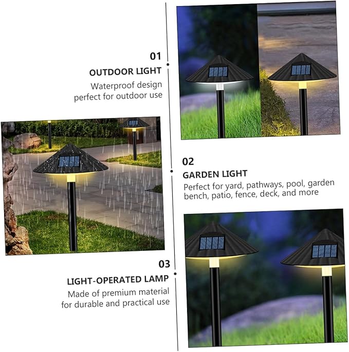 Solar Energy Mushroom LED Lawn Light, Waterproof Outdoor Garden Path Lamp Warm Light, Solar Powered Landscape Lighting for Yard and Patio