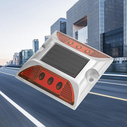 Driveway Solar Pathway Lights, LED Ground Lights Cast Aluminium with 800mAh Battery for Road Garden Yard (Red)