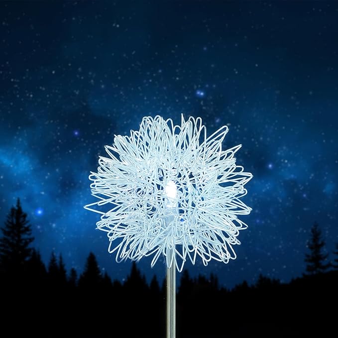 VALICLUD Solar Dandelion Outdoor Lights Solar Garden Path Lights with Ground Plug LED Lawn Decor for Patio and Yard