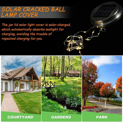 POPETPOP Solar Jar Lid Light Cover 3.54 Inch Solar Led Lid for DIY Hanging Lanterns Outdoor Garden Patio Yard Light Jar Cover