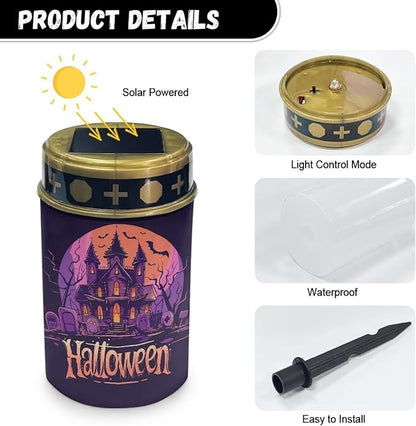 Halloween Castle Solar Garden Light Solar Powered Lights Outdoor Solar Garden Light Outside Solar Lights for Yard Waterproof Landscape Path Solar Read Light