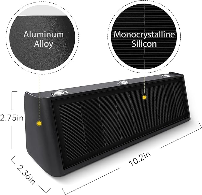 Solar Lights Outdoor Waterproof 3000K Warm Aluminum Up and Down Wall Sconce Dusk to Dawn 2PACK for Outside, Sign | Lumora