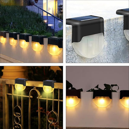 4pcs Solar Outdoor Stair Lights Warm White LED Waterproof Solar Power Pathway Lamps for Garden Patio Yard Step Lighting
