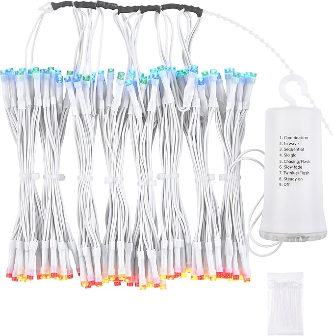 Yescom Battery String Light Fit 8-Rib 8/9/10 Ft 128 LED 8 Mode with Timer Outdoor Party Camping Tents Multic Color