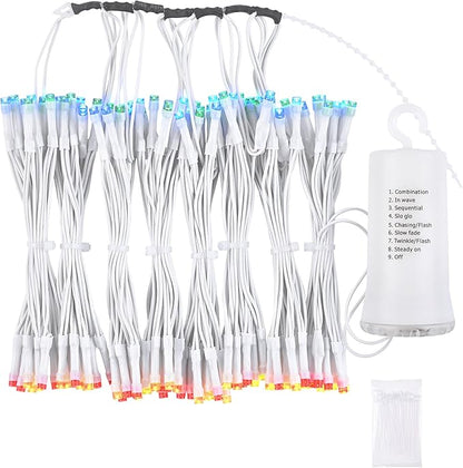 Yescom Battery String Light Fit 8-Rib 8/9/10 Ft 128 LED 8 Mode with Timer Outdoor Party Camping Tents Multic Color