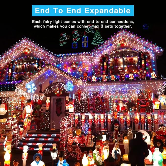 AmyHomie Color Changing Halloween Lights, 108Ft 300LED Warm White&Multicolor Christmas String Lights, 8 Modes | Lumora
