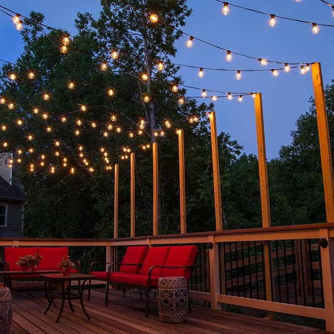 10' FlexFilament LED Shatterproof Outdoor String Lights Black Wire 1-Watt per Bulb Globe String Lights Balcony | Lumora