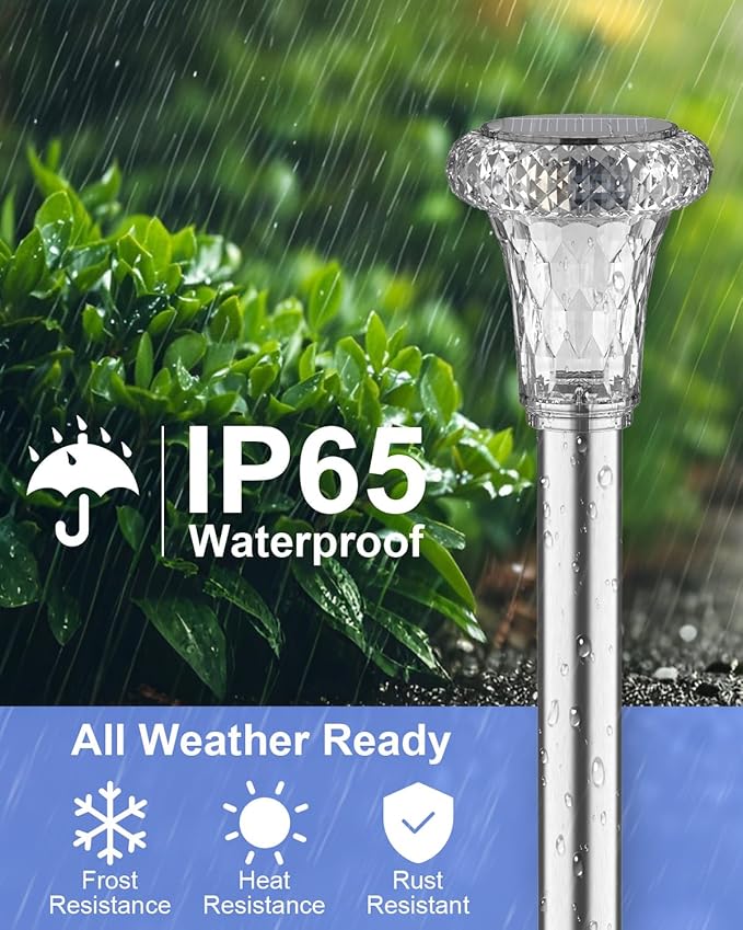Mini Solar Pathway Lights Christmas Outdoor 12 Pack Waterproof Upgraded Bright LED Solar Garden Lights Stainless | Lumora