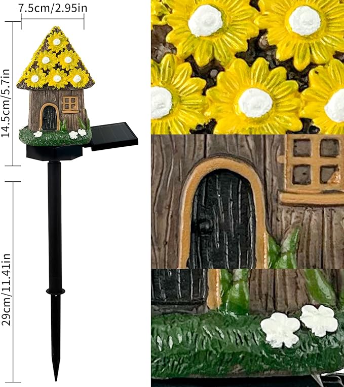 Mushroom Solar Lights Outdoor, Waterproof Fairy Houses Light Mushroom Garden Decor Decorative Solar Powered Garden Stake Lights for Outside Lawn Walkway Patio Yard (Yellow)