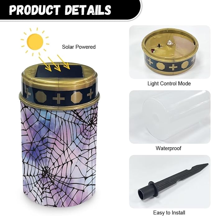 Halloween Solar Outdoor Lights Waterproof 2 Pcs Solar Cemetery Decorations for Grave Cemetery Solar Lights Outside | Lumora